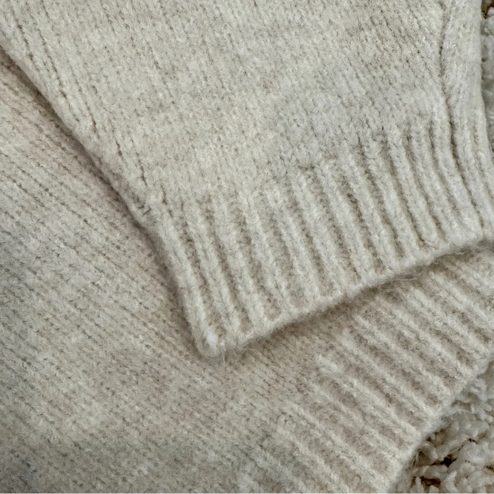 a new day Beige Sweater with Red Bow